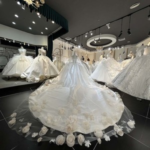 Robe en satin à col cœur Lsml085 avec des roses 3D complètes et un voile, luxueuse, romantique, comme une princesse de <span class=keywords><strong>conte</strong></span> de fées, Jancember - Product Image 3
