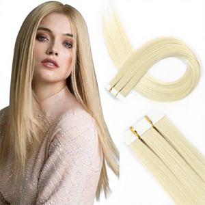 Extensions de cheveux synthétiques longs et lisses pour femmes, adhésives, en PU, sans couture, avec fil résistant à la chaleur, style européen et américain - Product Image 2
