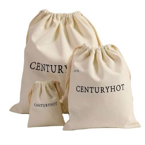 Sac en coton écologique 100 % recyclable de 8 oz avec cordon de serrage, logo personnalisé imprimé, pochette naturelle pour l'emballage des vêtements, protection contre la poussière - Product Image 1