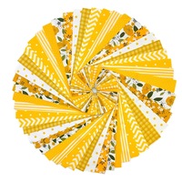 48 pièces de tissu en sergé de couleur jaune, tissu en pur coton sergé, tissu en coton fait main pour patchwork, vente en gros