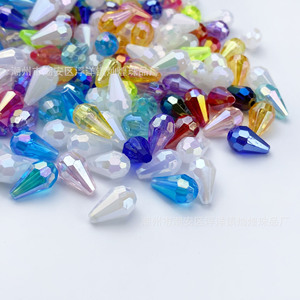Perles en acrylique en forme de goutte d'eau, coupe poire, 8x12mm, pour la fabrication de bijoux, perles lâches plaquées couleur arc-en-ciel - Product Image 2