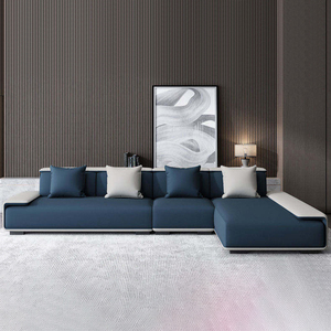 Modern European Genuine Leather Sectional <strong>Sofa</strong> Set with Stainless Steel Legs Comfortable <strong>Sofa</strong> <strong>Bed</strong> for Living Room Home <strong>Office</strong> - Product Image 2