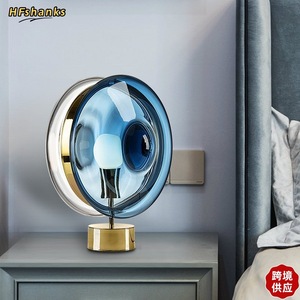 Lámpara de mesa de cristal artístico E27 con interruptor LED, accesorio de iluminación decorativo para dormitorio y estudio - Product Image 5