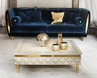 Ensemble de canapés de luxe en velours, design haut de gamme, en laiton et bois massif, style moderne, couleur or
