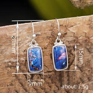Orecchini Pendenti Quadrati Viola per Donne, Gioielli Etnici Minimalisti Colorati alla Moda - Product Image 2