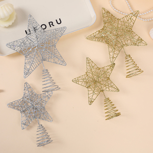 Three-Dimensional Iron Powder Five-Pointed Star Christmas <b>Tree</b> Topper Decoration - Product Image 5