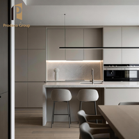 Ensemble d'armoires de cuisine en bois imperméables, design moderne, îlots de cuisine complets, stratifié marbre