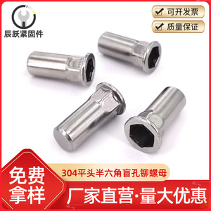 Tuerca Remachable Semihexagonal de Acero Inoxidable 304 para Orificio Ciego, Accionamiento Métrico por Enchufe, Grado 8.8 GB17880, para Equipos de Comunicación - Product Image 4