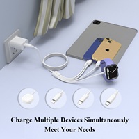 Pengisi Daya Nirkabel Magnetik 4-in-1 untuk Apple Watch Ultra Series, Stasiun Pengisian Cepat dengan USB-C, Micro-USB, Kabel Ringan