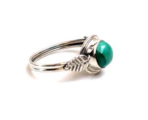 Designer 925 bague en argent sterling massif ronde gemmes de malachite naturelle élégante tenue de fête pour femmes et filles bijoux fins - Product Image 3