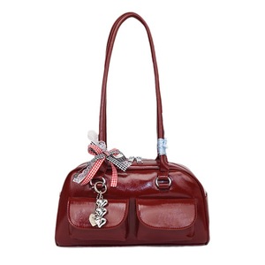 Bolso de mano <span class=keywords><strong>vintage</strong></span> de piel sintética para mujer al por mayor, bolso de mano de lujo de color sólido con decoración de lazo - Product Image 1