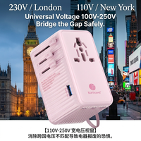 Adaptateur de prise UK EU US Indien 65W PD GaN Chargeur rapide de voyage multifonction USB-C Adaptateur universel pour téléphones portables, appareils photo