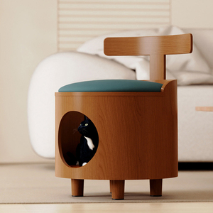 Nouveau Nid pour Chat Semi-Fermé pour le Partage Humain et Felin, <span class=keywords><strong>Banc</strong></span> en Bois Massif pour Dormir, Nid pour Chat Chaud, Quatre Saisons, Fournitures Universelles pour Animaux de Compagnie - Product Image 4