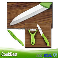 HSK 6 Inch Fork Tiles Cutter Suisse Chine Poignée Nouveauté vert couleur cuisine couteau à fruits en céramique avec éplucheur deux pièces ensemble