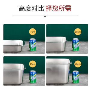 Bandeja Cuadrada de Acero Inoxidable de 7, 10, 15 y 20 cm de Profundidad para Almacenamiento de Alimentos en Hoteles, Apta para Lavavajillas - Product Image 1