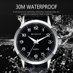 Montre de luxe à quartz, style sport, calendrier, lumineuse, 3 ATM, boîtier en acier inoxydable, bracelet en <span class=keywords><strong>cuir</strong></span>, étanche, montre de business - Product Image 4