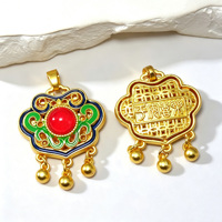 Pendentifs porte-bonheur style ethnique Nuage Auspicieux Ruyi, clochettes, pompons, émail, filigrane ajouré pour la création de colliers et bijoux DIY