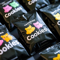 Emballage individuel imprimé sur mesure pour biscuits, gâteaux secs, en-cas, sac plat, résistant à l'humidité, en plastique, fermeture à 3 côtés, sac en Mylar