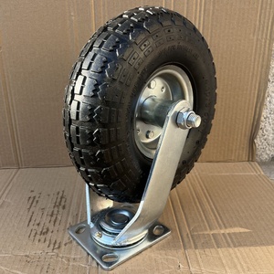 <span class=keywords><strong>Roue</strong></span> pivotante pneumatique fixe de 6/8/10 pouces en acier et mousse de polyuréthane, capacité 300 lb, avec frein latéral pour brouettes - Product Image 5