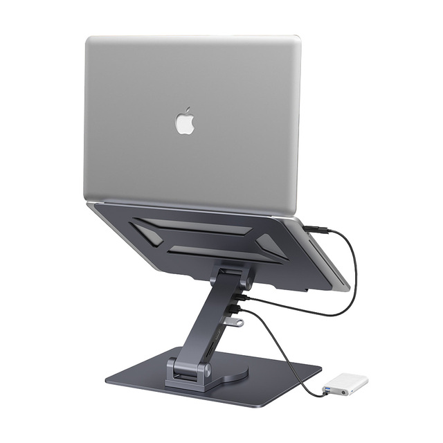 USB C Laptop Docking Station Stand, Detachable USB C Hub, Gray Universal Laptop Docking Station with 360 Degree Swivel Base