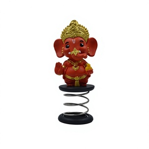Shree Ganesh เทวรูปพลาสติกสำหรับตกแต่งบ้านและสำนักงานสีส้มสนุกสนาน - Product Image 1
