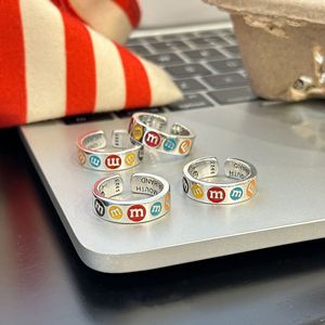 Anillo de Plata Pura S925 con Cuentas y Diseño de Gota Esmaltada, Versión Coreana, Moderno, Dulce y Personalizado, Anillo Abierto con Incrustaciones - Product Image 4