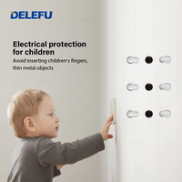 DELEFU - Interruptor de Pared Modular Negro DIY con Panel de Vidrio, Tomacorriente Schuko con 2 Salidas, 2 Puertos USB-C, Módulo de Interruptor de TV RJ45