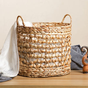 Venta al por mayor de cesta de mimbre tejida a mano almacenamiento funcional decorativo adición hecha a mano cestas de jacinto de agua - Product Image 6