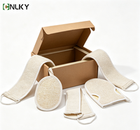 Kit de Douche Exfoliant en Ramie et Sisal avec Gants de Bain, Sangle Dorsale et Tapis de Bain – Emballage en Gros pour Gommage Corporel et Soin de la Peau