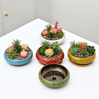 Pot à succulentes en céramique coloré effet four, 8-10 pouces, créatif, pour décoration de table intérieure, ornement de bonsaï, jardinière transfrontalière