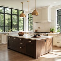 Armoires à cadre encastré au design personnalisé Armoires de cuisine européennes modernes en bois foncé avec solutions d'armoires maison complète