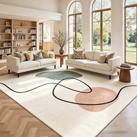 Tapis de chambre à coucher de style français minimaliste, en polyester, luxe léger, haut de gamme, imperméable, anti-poussière, géométrique