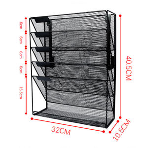 Organisateur mural à 5 pochettes, en métal, pour classeurs, <span class=keywords><strong>dossiers</strong></span>, magazines, courrier, étagère de rangement pour le bureau et la maison - Product Image 4