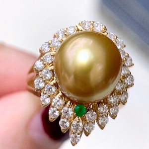 Bague œil de cheval en or thé naturel, style tendance, micro-goutte d'eau 11-12 mm, presque sans défaut, incrustation de précision 925, luxe léger - Product Image 1