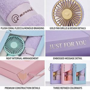 Promotional Gift Set 2 in 1 Towel Mini Handheld Fan Custom Logo Corporate Giveaway Trade Show Gift Bulk Wholesale - Product Image 2