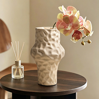 Vase en céramique imprimé en 3D TONFO, noir et blanc texturé, pot de fleurs de table, décoration minimaliste abstraite pour la maison, salon
