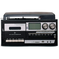 Tourne-disque rétro 10 en 1 avec lecteur CD BT, cassette, radio FM, gramophone vintage, centre musical tout-en-un et décoration de salon