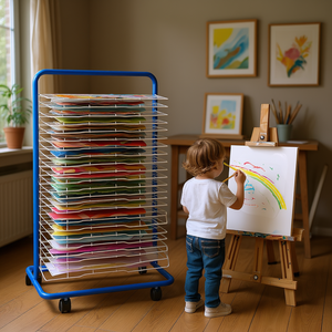 Étagère de séchage de peinture avec 25 étagères amovibles, en métal, mobile, pour studio d'art - Product Image 2