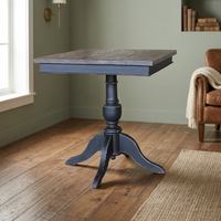Table à manger carrée en bois rustique avec base en piédestal, finition antique, design stable, meubles pour la maison