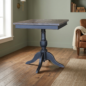 <b>Rustic</b> Square Wooden Dining <b>Table</b> With Pedestal Base Antique Finish Stable Design Home Furniture - Product Image 3