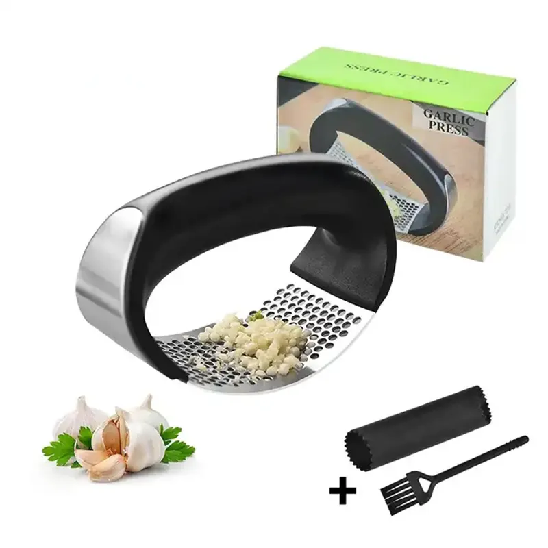 Kitchen Gadgets 2021 Accessories Ps Plastic Arc Shaped Stainless Steel Mincing Garlic Ginger Press
