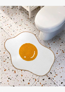 Tapis <span class=keywords><strong>de</strong></span> bain en polyester pour la maison, hôtel, conception d'oeufs frits imprimés, tapis doux et confortables en forme <span class=keywords><strong>de</strong></span> pile coupée lavable - Product Image 3