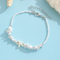 Bracelet et Jonc Bohème en Alliage avec Breloques, Pierres Naturelles Blanches et Étoile de Mer, Fermoir Mousqueton Argenté, Cadeau pour Femme pour Fête à la Plage