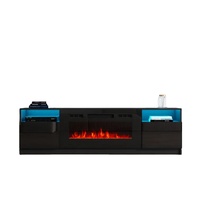 Meuble TV moderne en bois PB durable de style nouveau, avec éclairage LED, cheminée, support TV, conforme à la norme EN71 CARB P2, 55-59 pouces