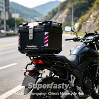 Boîte à bagages Superfasty, étanche, en matériau PP, capacité de 45 L, coffre de moto personnalisé, boîte de rangement arrière haute capacité pour usage quotidien