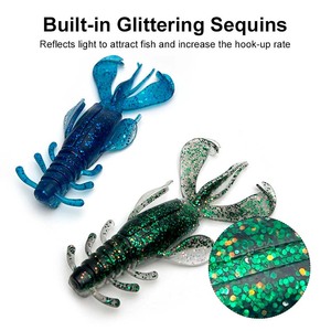 Grande crevette souple bicolore avec tentacules 10cm/10g, en PVC haute élasticité, avec rainure dorsale et paillettes intégrées, leurre réfléchissant - Product Image 3