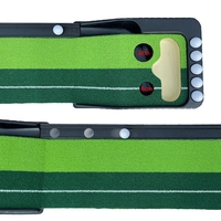 Tapis de putting portable GVM Golf Premium avec retour automatique de balle, barrière de piste, équipement d'entraînement intérieur/extérieur en PP