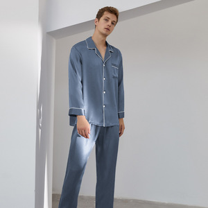 Conjunto de <span class=keywords><strong>pijama</strong></span> de seda 100% para <span class=keywords><strong>hombre</strong></span>, lujoso, cómodo, transpirable, talla XS, gran oferta, camisones de verano al por mayor de fábrica 19-22-30mm - Product Image 4