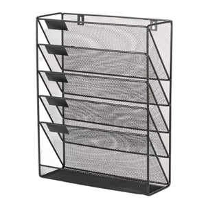 OwnerParty Hanging 5-Layer Slot Office Document Holder Storage Shelving File Rack Metal Mesh Wall-mounted Desk Organizer