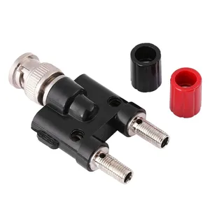 BNC female Male to Two Dual 4mm Banana Plug Jack Coaxial Connector RF Adapter